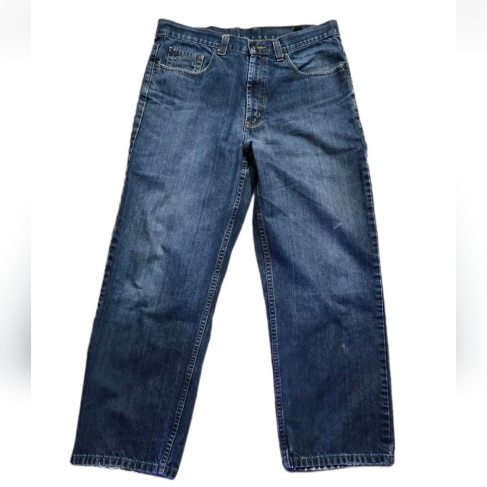 Axist Jeans Vintage Y2k Relaxed Mens 34x27 Blue Straight Baggy Preppy Skater